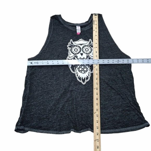 No Boundaries Tank Top Owl Size XL 15/17 Black White Beach Workout Split Back - Picture 4 of 7
